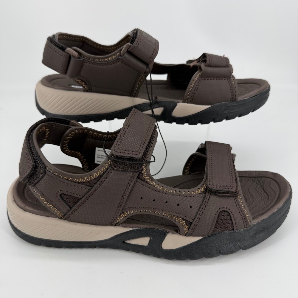 Eddie Bauer Anchor Mens Brown Sport Sandals Adjustable Straps Size 8 M NEW